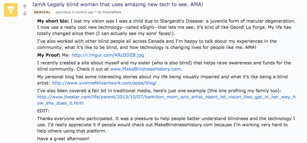 eSight Reddit AMA | BetaKit eSight Reddit AMA