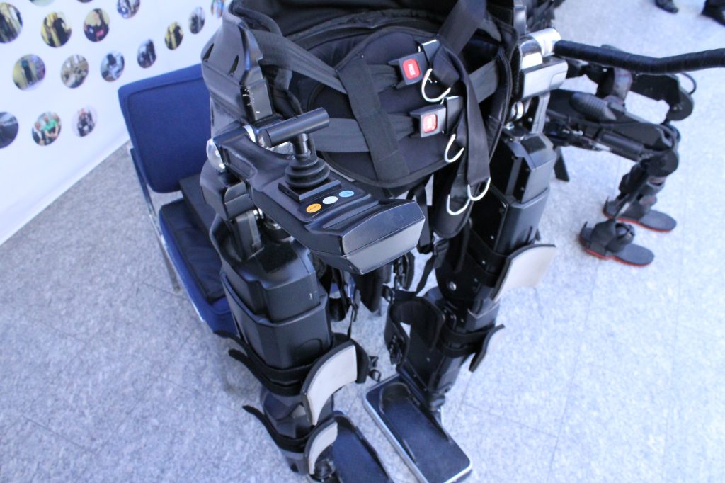 Able Bionics is a gait neurorehabilitation company operating in London, Ontario and Aspen, Colorado and specializing in exoskeleton therapy, training, sales, and protocol licensing. This is a close-up of the Ekso Bionics exoskeleton.