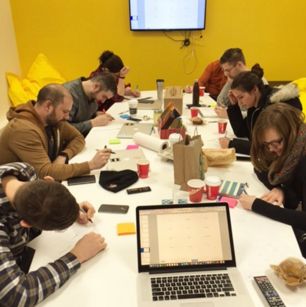 Pauly had us go back to the basics, no computers, just pen and paper, so we wouldn’t have any distractions — except for those yellow walls…and his yellow pants. 