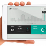 Financial updates on a tablet.
