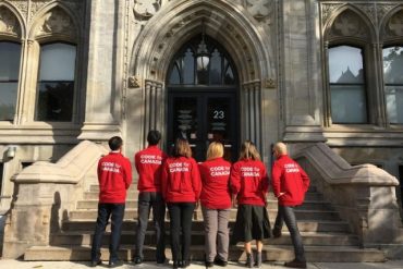 Code for Canada fellows. From left: Daniel Tse, Santiago Mendoza, Sophie Sengmany, Raluca Ene, Christine Lee and Leon Lukashevsky.