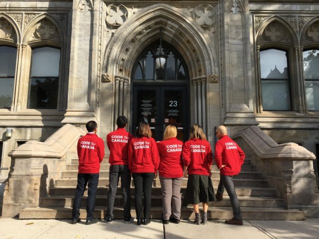 Code for Canada fellows. From left: Daniel Tse, Santiago Mendoza, Sophie Sengmany, Raluca Ene, Christine Lee and Leon Lukashevsky.