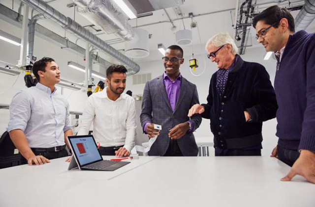 Canadian international James Dyson award winners meet with James Dyson in the UK