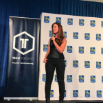 Candice Faktor, founder of Faktory Ventures, speaks at TechTO.