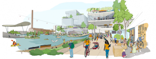 A rendering of Sidewalk Labs' Quayside neighborhood in Toronto
