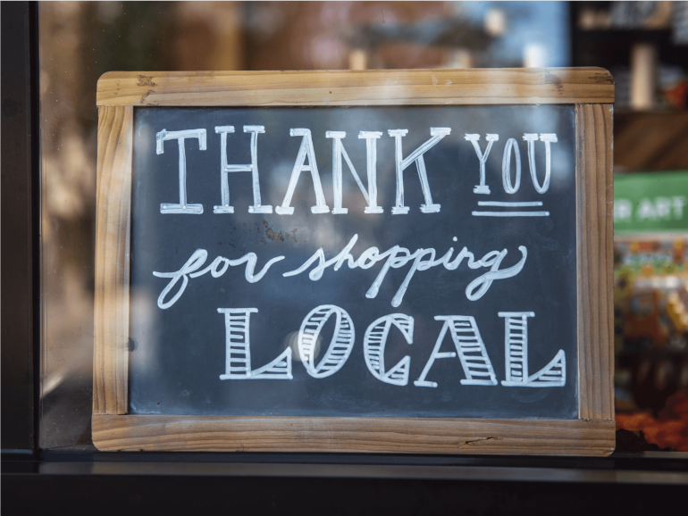 Thank you for shopping local sign