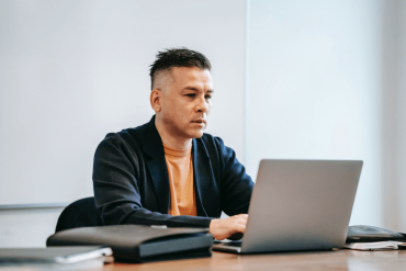 Purpose Financial entrepreneur using laptop