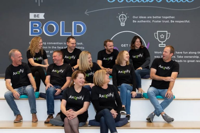 Axonify team sitting for group photo