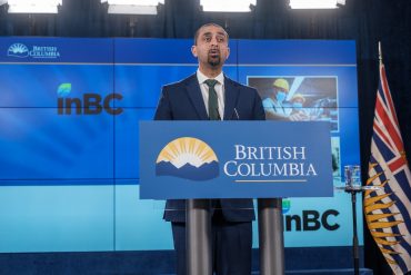 BC minister of jobs Ravi Kahlon speaking at a presentation regarding InBC