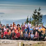 Thinkific team group photo on a mountain