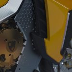 Close-up shot of the Hyperfighter motorcycle from Damon Motors