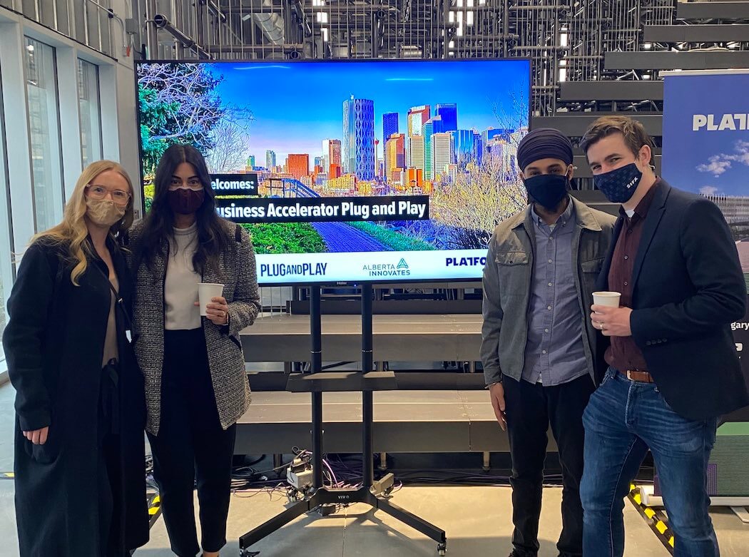 Flahmingo team members in Nov 2021 with founder/CEO Taran Kainth second from right | BetaKit