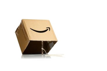 Amazon box rigged to be a trap with a stick and string