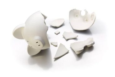 broken white piggy bank