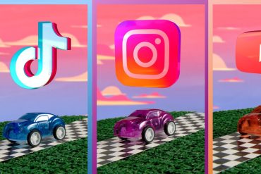Twitter, Instagram, YouTube logo and cars