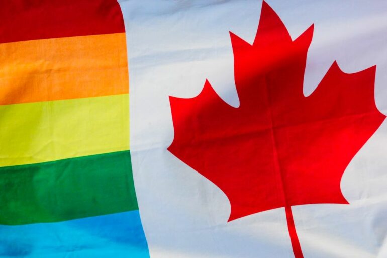 Pride and Canadian flags