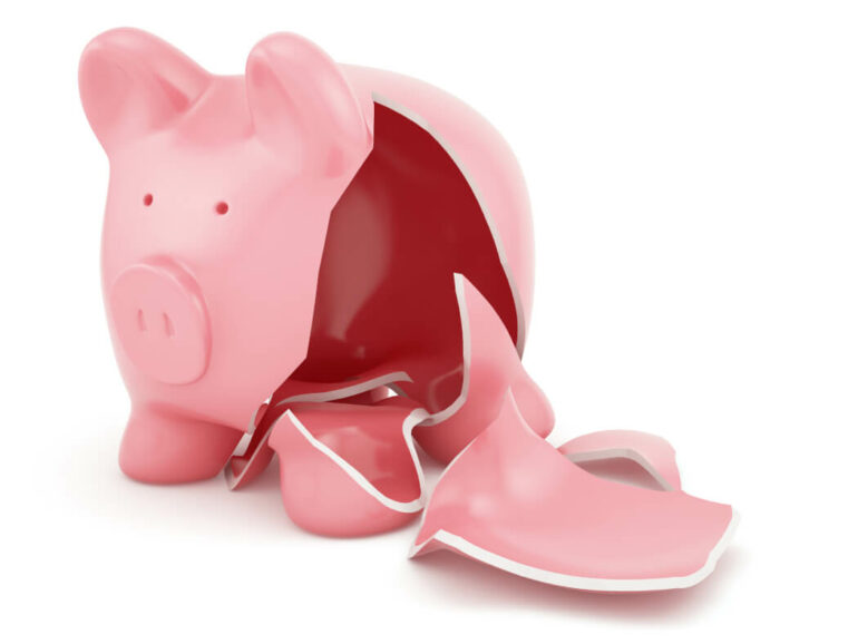 Broken piggy bank