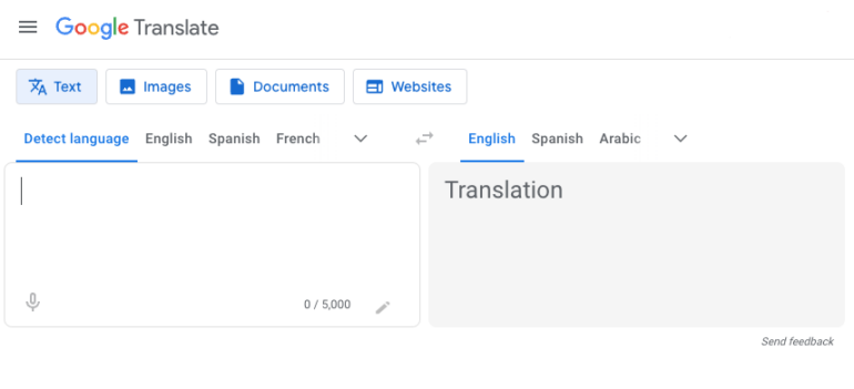Screencap of Google Translate