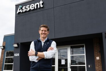 Assent CEO Michael Southworth in front of the company's Ottawa headquarters.
