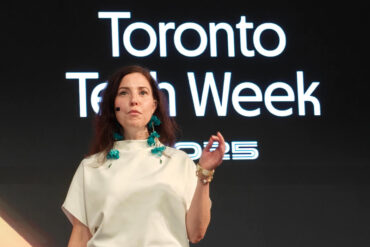 Lucy Hargreaves presents at Toronto tech week