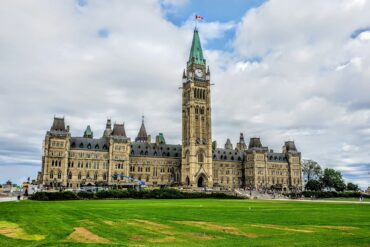 daytime view of parliament building with construction out front