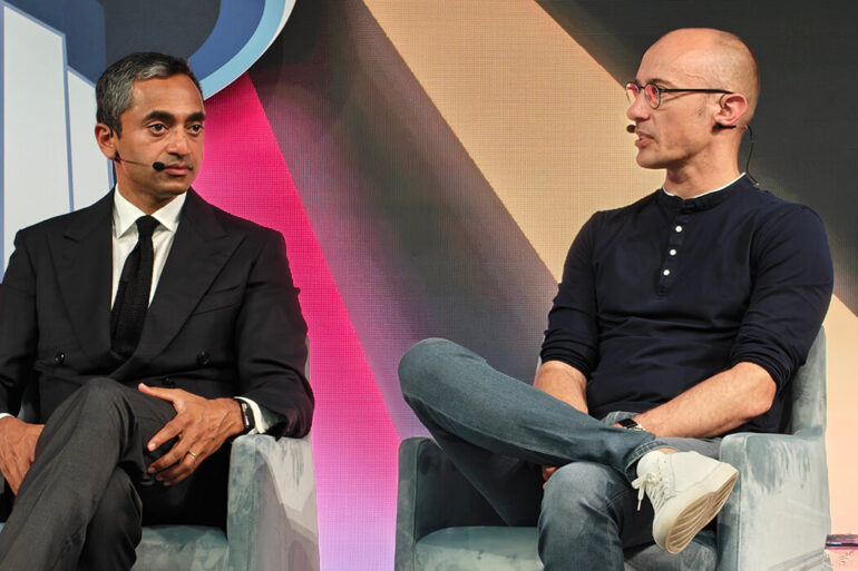Tobi Lütke and Chamath Palihapitiya at Homecoming.
