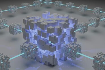 computer illustration of the concept of blockchain