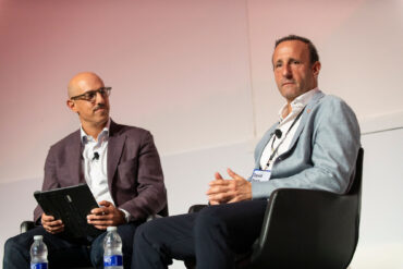 David Ossip and David Rozin onstage during a fireside chat