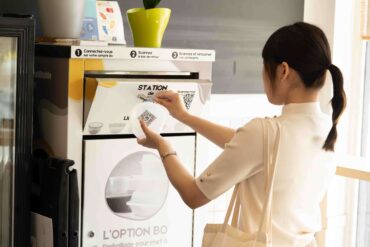 A woman uses a Bopaq machine