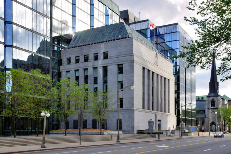 A view from the street of the Bank of Canada