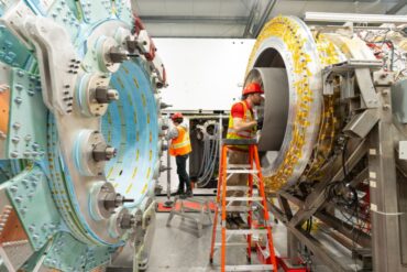 General Fusion employees working on its LM26 fusion demonstration machine.