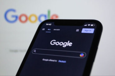 The Google search engine on a smartphone screen