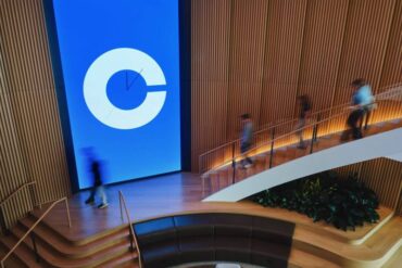 A large Coinbase sign